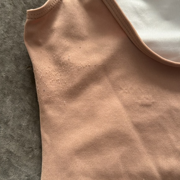 Capezio nude leotard. Adjustable straps. Full bottom. Color- dark nude. Size- LC - Picture 4 of 5